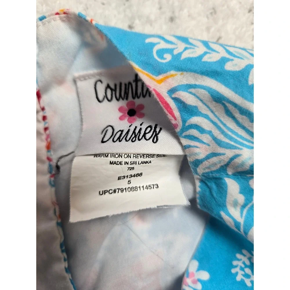 Counting Daisies Girls‎ Blue Paisley Floral Lace Trim Dress Size 5